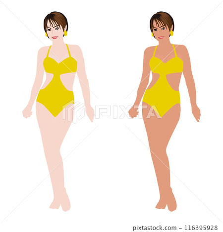 一位穿著泳衣的年輕女模特兒曬黑前後的插圖集 - 海賊王 01 一位穿著泳衣的年輕女模特兒曬黑前後的插圖集 - 海賊王 01 116395928