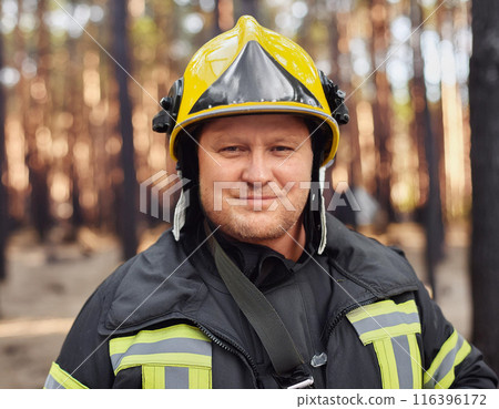 Inspiring Firefighter: A Portrait of Courage and Dedication 116396172