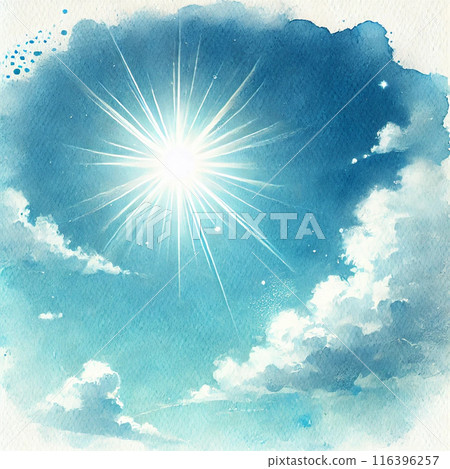 夏日蔚藍的天空飄浮著蓬鬆的雲。 夏日蔚藍的天空飄浮著蓬鬆的雲。 116396257