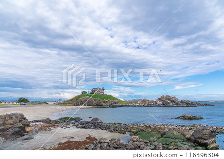 "Aomori Prefecture" View of Kabushima from the opposite shore, Hachinohe City 116396304