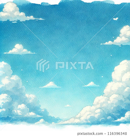 漂浮在夏天天空中的蓬鬆雲彩的插圖。 漂浮在夏天天空中的蓬鬆雲彩的插圖。 116396348