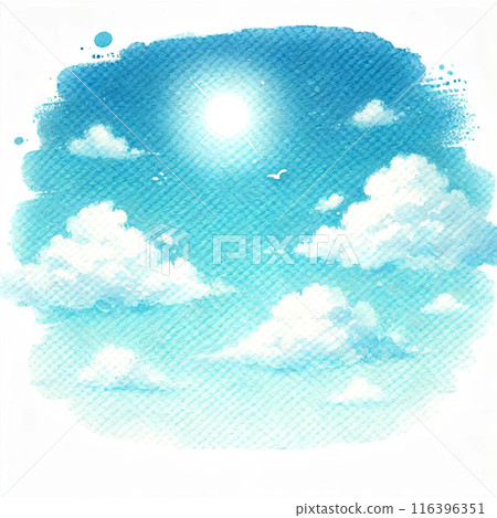 漂浮在夏天天空中的蓬鬆雲彩的插圖。 116396351