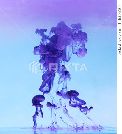 drops of watercolor paint in water 116396502