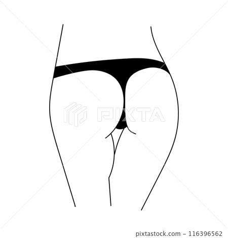 Female buttocks line art illustration. Woman body butt, ass silhouette. 116396562