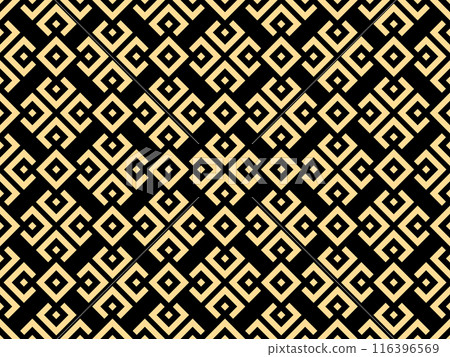 Abstract geometric pattern. A seamless vector background. Golden and black ornament. Graphic modern pattern. Simple lattice graphic design 116396569