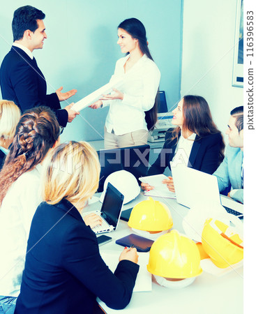 Business handshake at negotiations in office Business handshake at negotiations in office 116396583