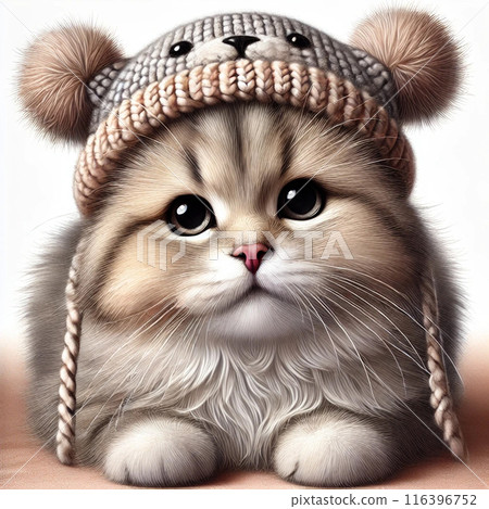 可愛的貓戴著可愛的帽子。 可愛的貓戴著可愛的帽子。 116396752