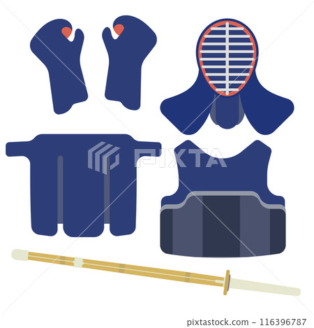 Illustration of kendo armor and bamboo sword 116396787