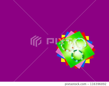 "Handmade bracelet" and blurred color paper "Handmade bracelet" and blurred color paper 116396892