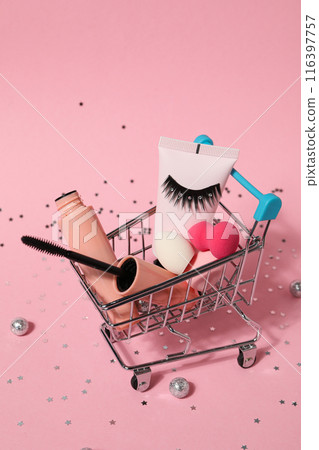 False eyelashes, concept of different makeup accessories False eyelashes, concept of different makeup accessories 116397757
