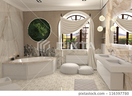 bathroom, interior visualization, 3D illustration 116397780