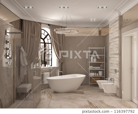 bathroom, interior visualization, 3D illustration bathroom, interior visualization, 3D illustration 116397792