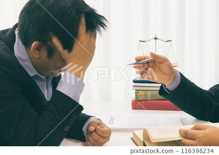 Lawyer meeting and consult with client. Consultation of businesswoman and lawyer. Treaty of the law. Law and Legal services concept. Lawyer meeting and consult with client. Consultation of businesswoman and lawyer. Treaty of the law. Law and Legal services concept. 116398234