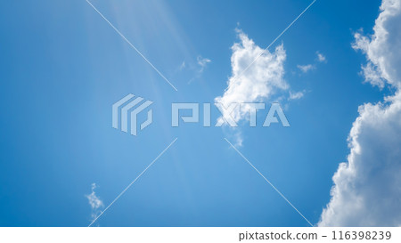 White clouds on the blue sky perfect for the background. Clear blue sky and white clouds. Blue sky background with clouds. 116398239