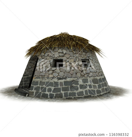 ancient house isolated on white background, medieval building, 3d visualization, illustration 116398332