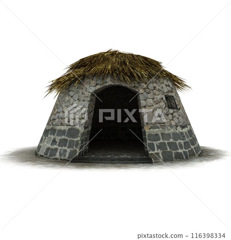 ancient house isolated on white background, medieval building, 3d visualization, illustration ancient house isolated on white background, medieval building, 3d visualization, illustration 116398334