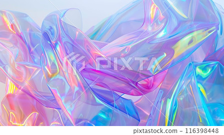 Abstract Holographic Fluid Background with Pastel Colors and Light Reflections 116398448