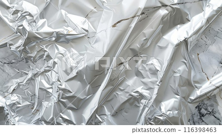 Crumpled Silver Foil Texture 116398463