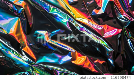 Vibrant Iridescent Holographic Foil Texture with Colorful Light Reflections Vibrant Iridescent Holographic Foil Texture with Colorful Light Reflections 116398474