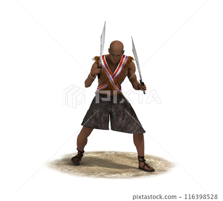 warrior character isolated on white background, 3D rendering, cg illustration 116398528