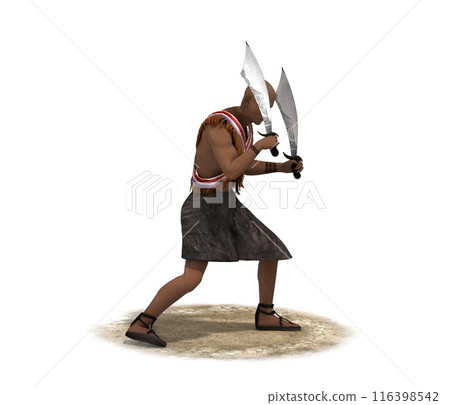 warrior character isolated on white background, 3D rendering, cg illustration 116398542