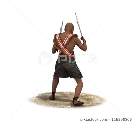 warrior character isolated on white background, 3D rendering, cg illustration 116398566