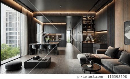 Living and dining interior Living and dining interior 116398598