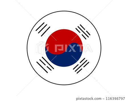 圓形韓國國旗圖示的插圖 116398797