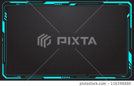 Hud frames blue grey user interface elements design modern technology futuristic control panel screen digital hologram window gaming menu touching cyber monitor set on black background vector 116398880