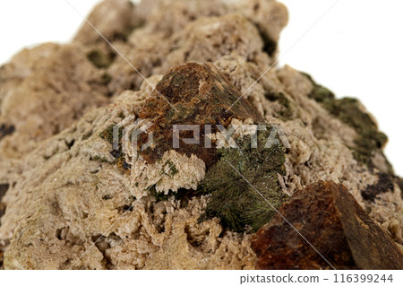 Macro stone Zircon mineral on white background 116399244