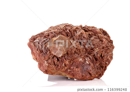 Macro stone Topaz mineral in rock on a white background 116399248