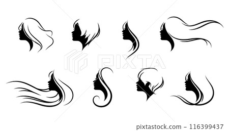 beauty woman face set in silhouette hairstyle 116399437