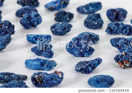 Macro mineral stone Malachite and Azurite against white background Macro mineral stone Malachite and Azurite against white background 116399439