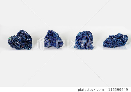 Macro mineral stone Malachite and Azurite against white background 116399449