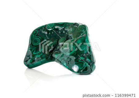Malachite macro mineral stone on a white background Malachite macro mineral stone on a white background 116399471