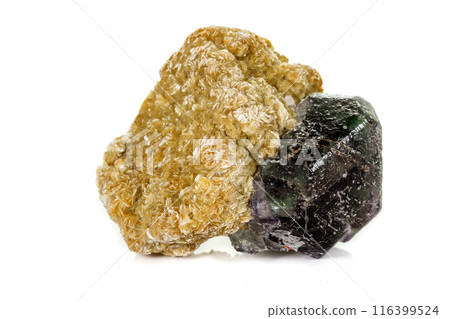 macro mineral fluorite stone on white background macro mineral fluorite stone on white background 116399524