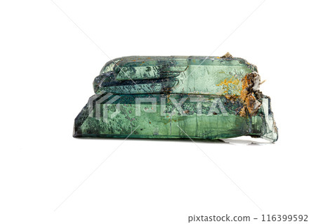 Macro stone Vivianite mineral on white background Macro stone Vivianite mineral on white background 116399592