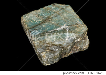 Macro of the stone Labradorite mineral on a black background Macro of the stone Labradorite mineral on a black background 116399623