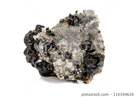 Macro stone mineral Galena on white background Macro stone mineral Galena on white background 116399626