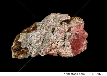 Macro stone cobalt calcite mineral on a black background 116399636