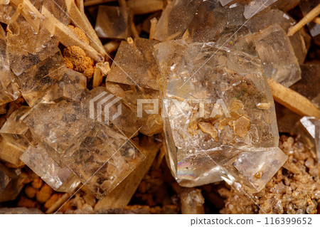 Macro stone mineral Fluorite on a black background Macro stone mineral Fluorite on a black background 116399652