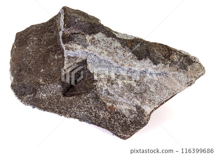 Macro stone Aegirine in charoite on white background 116399686