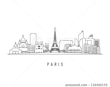 Detailed Paris skyline vector illustration.  116400159