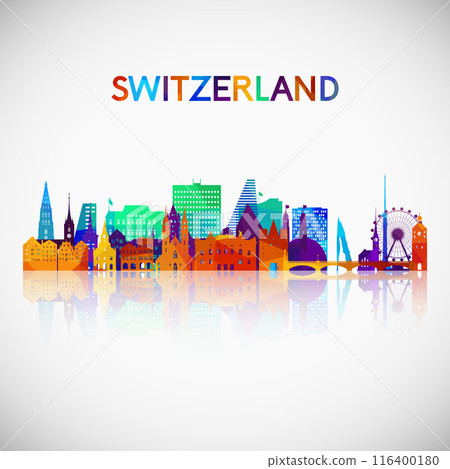 Switzerland skyline silhouette in colorful geometric style.  116400180