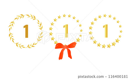Award medal ribbon crown frame design elements. Set different golden shapes. Star frames and a laurel wreath. For presentations of projects and website advertising. Vector illustration. Award medal ribbon crown frame design elements. Set different golden shapes. Star frames and a laurel wreath. For presentations of projects and website advertising. Vector illustration. 116400181