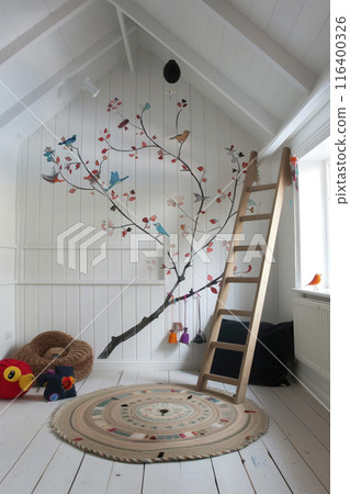 room wall kids white. Ai genenartive 116400326