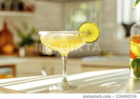 traditional margarita cocktail on white wooden table. Ai generative traditional margarita cocktail on white wooden table. Ai generative 116400334