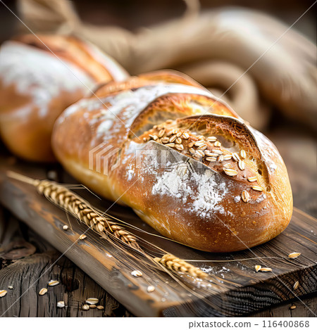 Freshly Baked Bread with Wheat 116400868