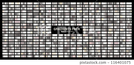 Silver glossy gradient, metal foil texture. Color swatch set. Collection of high quality gradients. Shiny metallic background. Design element. Vector illustration Silver glossy gradient, metal foil texture. Color swatch set. Collection of high quality gradients. Shiny metallic background. Design element. Vector illustration 116401075