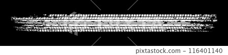 Grunge tire track, wheel braking marks. White truck, car or motorcycle tread pattern silhouette. Auto race, motorsport, speed racing design element. Vector illustration 116401140